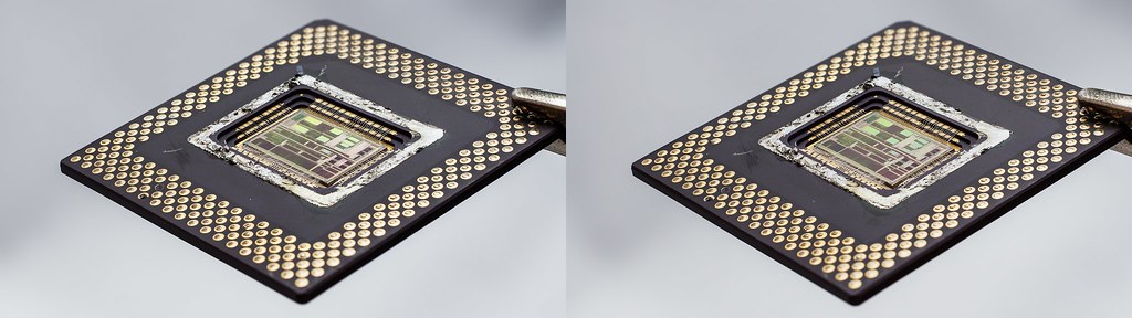 Macro view of a semiconductor chip die, central to the Qualcomm Amazon AI chip deal