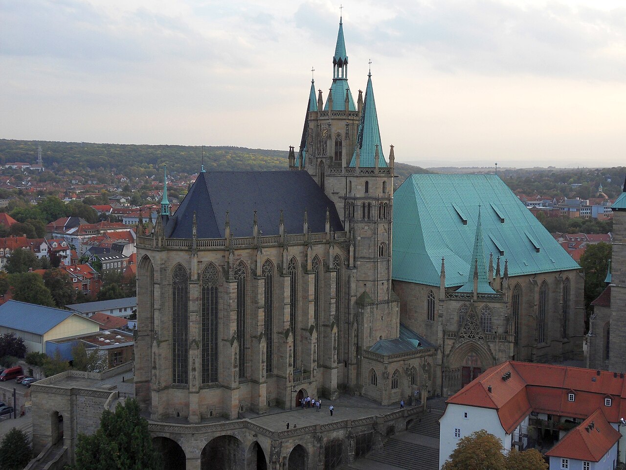 Erfurt Cathedral and St Severus' Church, in the city offering the Germany PhD scholarships